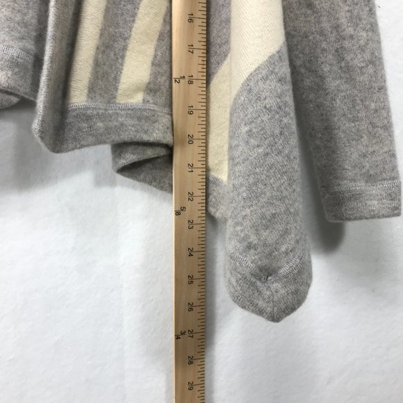 Ply 100% Cashmere Open Cardigan XS Gray Off White Open Striped Sweater Waterfall - Picture 9 of 9